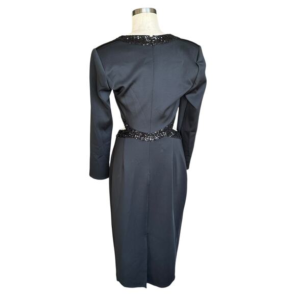 SHO TADASHI SHOJI Black Cutout Sequin Formal Midi Dress Gown Women's Size Medium - Picture 4 of 8